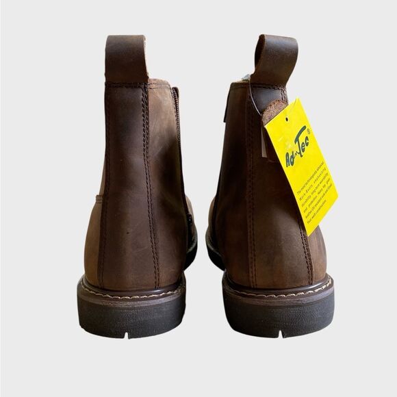 NWB Ad Tec 6" Crazy Horse Soft Toe Chelsea Work Boots Men's 11.5W Leather Rugged - Picture 11 of 16